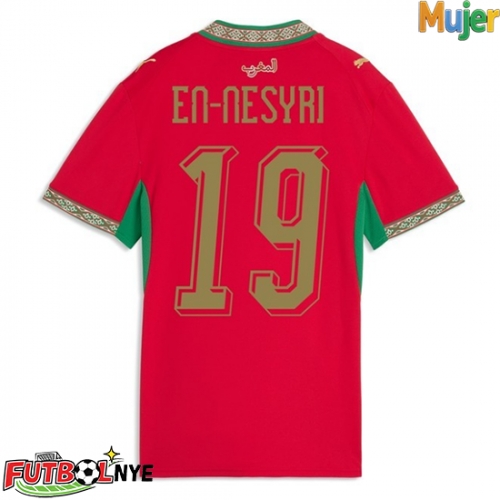 Camiseta Marruecos Youssef En-Nesyri #19 Primera Equipación para mujer Mundial 2026 manga corta